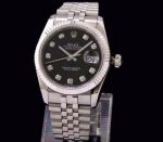 ROLEX DATEJUST SWISS ETA3135 WATCH BLACK DIAL DIAMOND MARKER